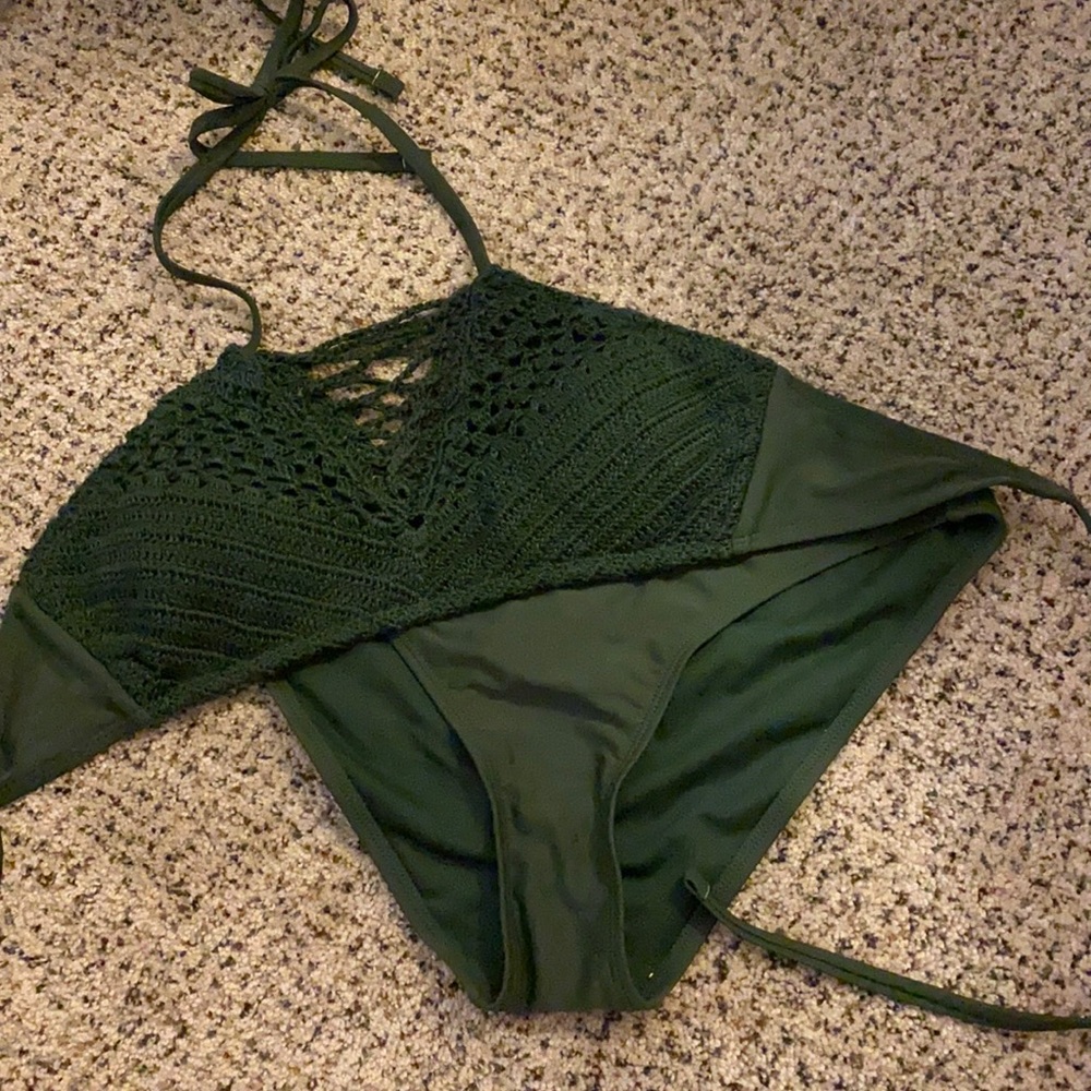 Green crochet bikini set